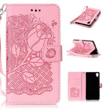 Phone Cases For Sony XA Xperia X Performance Cover Fashion 3D Embossed Flower Floral Pattern Leather Flip Stand Wallet Case Capa