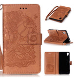 Phone Cases For Sony XA Xperia X Performance Cover Fashion 3D Embossed Flower Floral Pattern Leather Flip Stand Wallet Case Capa