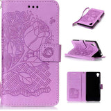 Phone Cases For Sony XA Xperia X Performance Cover Fashion 3D Embossed Flower Floral Pattern Leather Flip Stand Wallet Case Capa