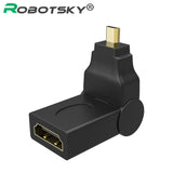 Portable HDMI 1.4 Micro HDMI to HDMI Adapter Male To Female Converter 180 Degree Rotating Adapter Connector For TV Camera 1080P