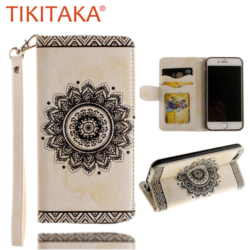 Retro Leather Wallet Phone Cases For Iphone 6 6s 7 Plus SE 5 5s Cover Vintage Paisley Flower Mandala Henna Floral Flip Stand Hot