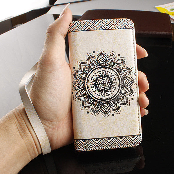 Retro Wallet Leather Flip Case For Samsung Galaxy J3 J5 A3 A5 2016 G530 C5 Funda Paisley Flower Mandala Henna Floral Stand Cover