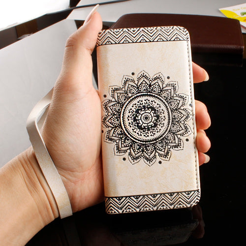 Retro Wallet Leather Flip Case For Samsung Galaxy J3 J5 A3 A5 2016 G530 C5 Funda Paisley Flower Mandala Henna Floral Stand Cover
