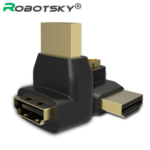 Robotsky HDMI Male To HDMI Female Cable Adapter Coverter Extender 90 Degrees Right Angle For HD 1080P DHTV Gold-plated Plug HDMI