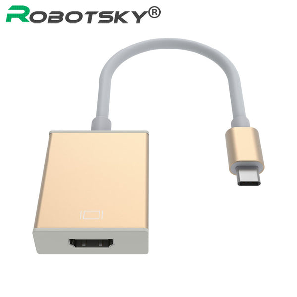 Robotsky USB 3.1 Type C To HDMI Adapter Cable Male To Female Converter Connector For NEW Apple MacBook Chromebook Pixel HDTV LCD