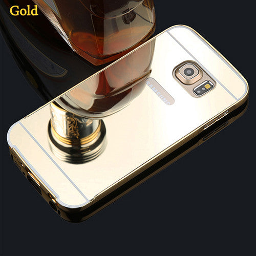 S6 Fashion Mirror Case 2 in 1 Plating Metal Frame Bumper + Ultra thin Mirror PC Hard Cover Case For Samsung Galaxy S6 S6 edge