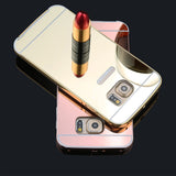 S6 Fashion Mirror Case 2 in 1 Plating Metal Frame Bumper + Ultra thin Mirror PC Hard Cover Case For Samsung Galaxy S6 S6 edge