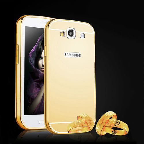 S3 S5 Mirror Case Luxury Plating Metal Bumper Frame + Ultra thin Acrylic Mirror Back Cover For Samsung Galaxy S3 S5 Phone Cases