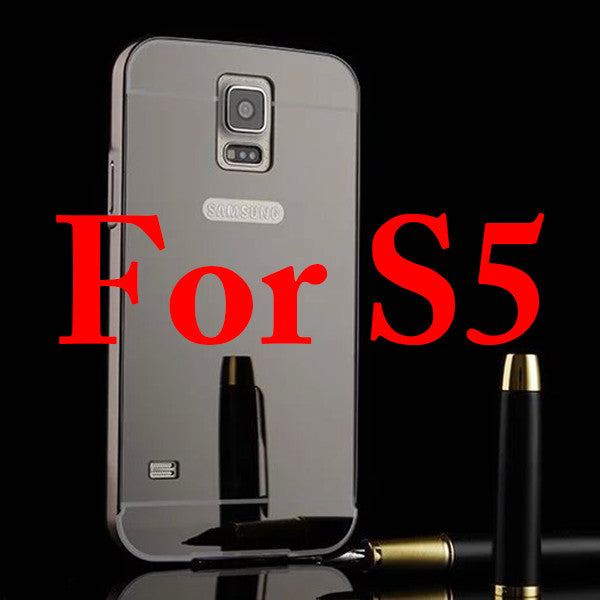 S3 S5 Mirror Case Luxury Plating Metal Bumper Frame + Ultra thin Acrylic Mirror Back Cover For Samsung Galaxy S3 S5 Phone Cases
