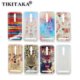 Soft TPU Silicone Rubber Protective Skin Back Cover For Asus Zenfone 2 5 Fashion Cartoon Flower Windbell Tiger Pattern Cases