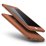 Ultra thin 360 Case for iphone 7 6 6s Plus Cover Luxury Full Body Protective Phone Cases Matte Hard PC Shell Capa Glass Film New