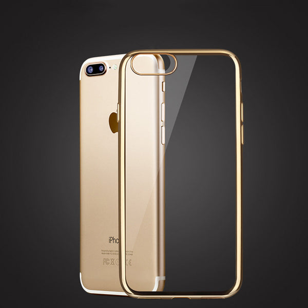Ultra Thin Clear Soft TPU Cover For iPhone 7 6 6s Plus 5 5s SE Case Luxury Plating Crystal Rubber GEL Silicon Funda Phone Cases