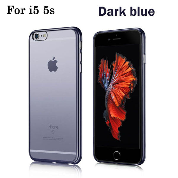 Ultra Thin Clear Soft TPU Cover For iPhone 7 6 6s Plus 5 5s SE Case Luxury Plating Crystal Rubber GEL Silicon Funda Phone Cases