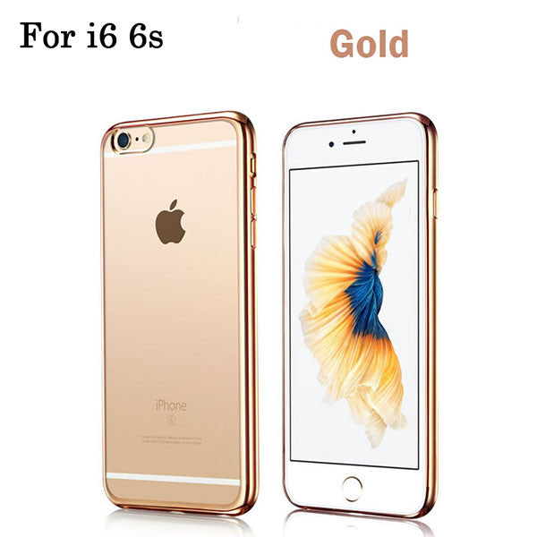 Ultra Thin Clear Soft TPU Cover For iPhone 7 6 6s Plus 5 5s SE Case Luxury Plating Crystal Rubber GEL Silicon Funda Phone Cases