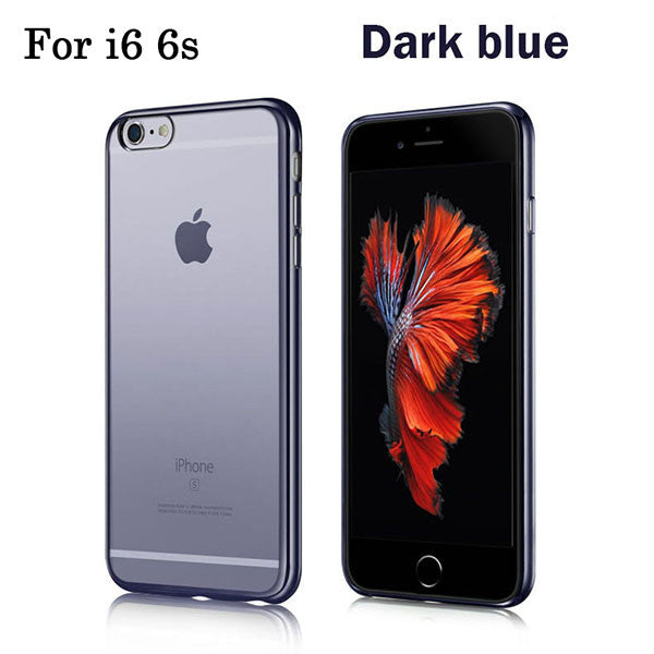 Ultra Thin Clear Soft TPU Cover For iPhone 7 6 6s Plus 5 5s SE Case Luxury Plating Crystal Rubber GEL Silicon Funda Phone Cases