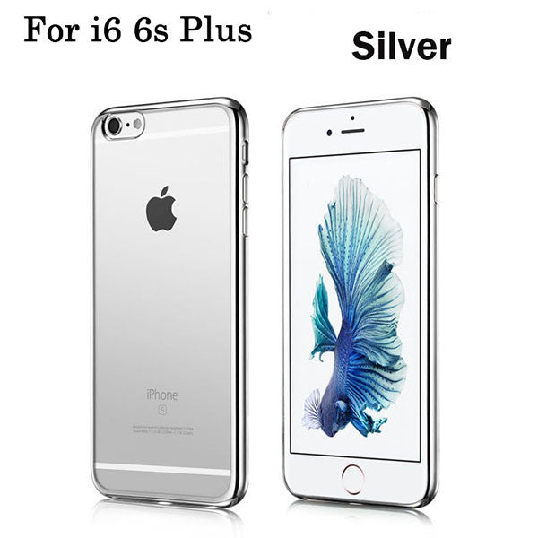Ultra Thin Clear Soft TPU Cover For iPhone 7 6 6s Plus 5 5s SE Case Luxury Plating Crystal Rubber GEL Silicon Funda Phone Cases