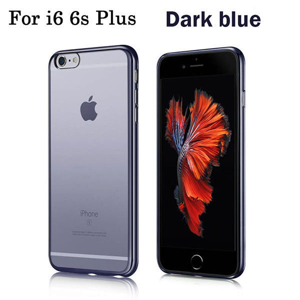Ultra Thin Clear Soft TPU Cover For iPhone 7 6 6s Plus 5 5s SE Case Luxury Plating Crystal Rubber GEL Silicon Funda Phone Cases