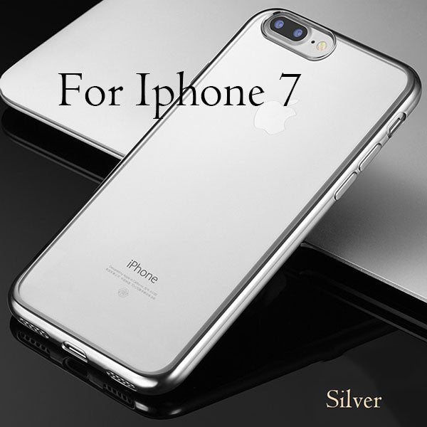 Ultra Thin Clear Soft TPU Cover For iPhone 7 6 6s Plus 5 5s SE Case Luxury Plating Crystal Rubber GEL Silicon Funda Phone Cases