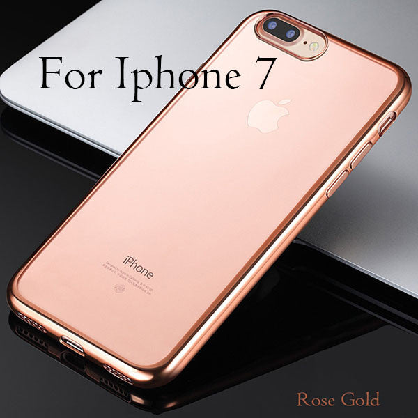 Ultra Thin Clear Soft TPU Cover For iPhone 7 6 6s Plus 5 5s SE Case Luxury Plating Crystal Rubber GEL Silicon Funda Phone Cases
