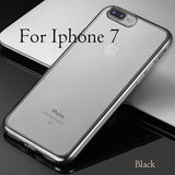 Ultra Thin Clear Soft TPU Cover For iPhone 7 6 6s Plus 5 5s SE Case Luxury Plating Crystal Rubber GEL Silicon Funda Phone Cases