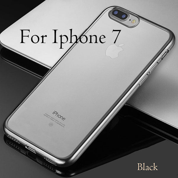 Ultra Thin Clear Soft TPU Cover For iPhone 7 6 6s Plus 5 5s SE Case Luxury Plating Crystal Rubber GEL Silicon Funda Phone Cases