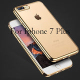 Ultra Thin Clear Soft TPU Cover For iPhone 7 6 6s Plus 5 5s SE Case Luxury Plating Crystal Rubber GEL Silicon Funda Phone Cases