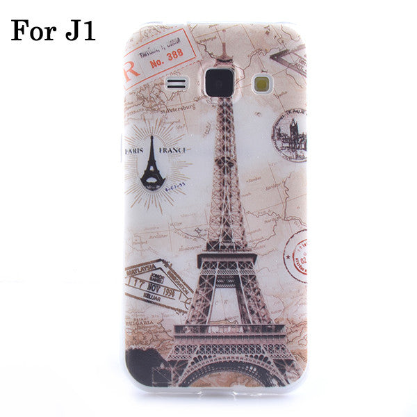 Ultra Thin Soft Silicon TPU Cover Cute Dandelion Paris Tower Pattern For Samsung Galaxy J1 J100 J100F J100H J5 J500 J500F Cases