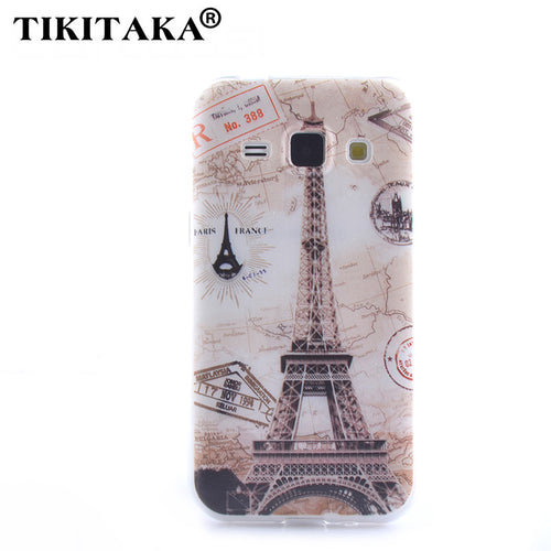 Ultra Thin Soft Silicon TPU Cover Cute Dandelion Paris Tower Pattern For Samsung Galaxy J1 J100 J100F J100H J5 J500 J500F Cases