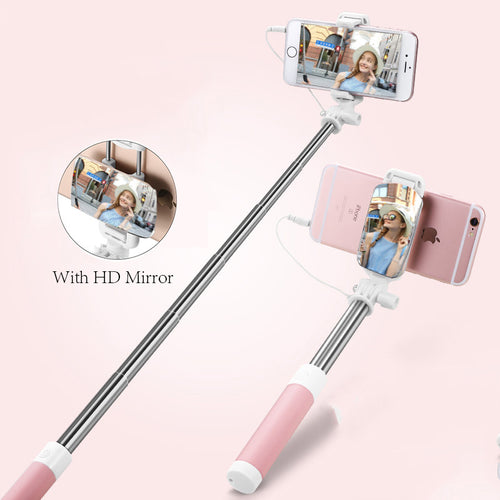 Universal Mini Selfie Stick For iphone 6 6S 5S Samsung Huawei IOS Android Phone Wired Portable Mirror Monopod Camera Self Sticks