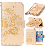 Wallet Leather Phone Cases For iPhone 7 6 6s Plus SE 5 5s Cover Capa Fashion Retro Embossed Skull Flower Pattern With Card Slot