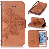 Wallet Leather Phone Cases For iPhone 7 6 6s Plus SE 5 5s Cover Capa Fashion Retro Embossed Skull Flower Pattern With Card Slot