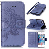 Wallet Leather Phone Cases For iPhone 7 6 6s Plus SE 5 5s Cover Capa Fashion Retro Embossed Skull Flower Pattern With Card Slot