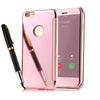 Deluxe Window Clean Clear View Mirror PU Leather PC Case For iPhone 5 5S SE 6 6S / Plus Luxury Hard PC Flip Cover 6 Plus Coque
