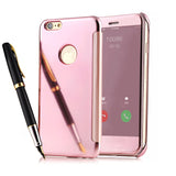 Deluxe Window Clean Clear View Mirror PU Leather PC Case For iPhone 5 5S SE 6 6S / Plus Luxury Hard PC Flip Cover 6 Plus Coque