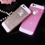 New arrival show logo glitter powder bling Hard Plastic back cover Personality fashion Sparkle Phone case for iphone 5 5s SE