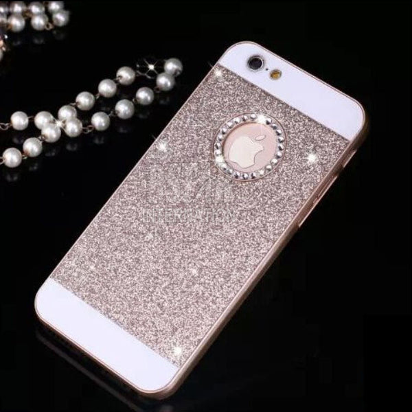 New arrival show logo glitter powder bling Hard Plastic back cover Personality fashion Sparkle Phone case for iphone 5 5s SE