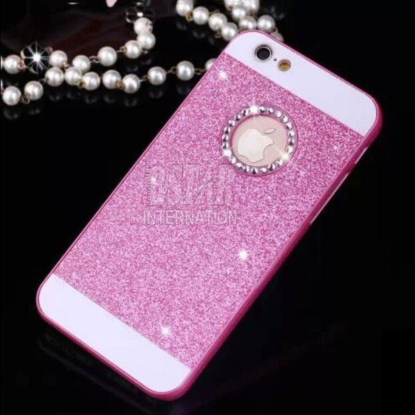 New arrival show logo glitter powder bling Hard Plastic back cover Personality fashion Sparkle Phone case for iphone 5 5s SE