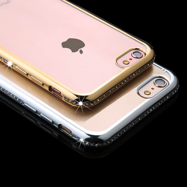 6 6s Bling Diamond Plating Frame Soft TPU Phone Cases For Iphone 6 6s 7 Plus Case Glitter Rhinestone Sparkle GEL Silicone Cover - ilovealma