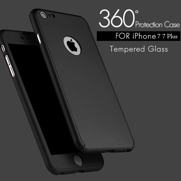 7 Plus 360 Case Full Body Cover Protection Phone Cases For Iphone 7 7 Plus Luxury 3 in 1 Armor Back Cover Funda Free Glass Film - ilovealma