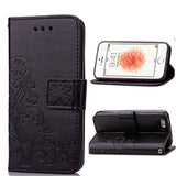 6 6s Luxury Leather Flip Wallet Phone Cases For iPhone 5 5s SE 6 6s Plus Case Retro Embossed Flower Cover Stand Holder Card Slot - ilovealma