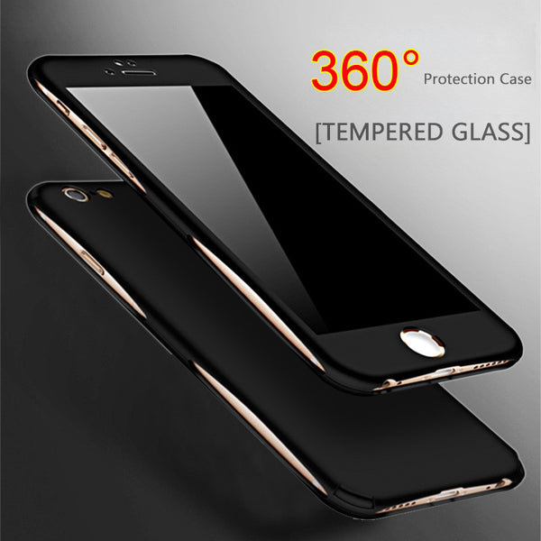 360 Case Full Body Protection Phone Cases For iPhone 7 6 6S Plus Funda High Quality 2 in 1 Armor Hard PC Cover Free Glass Film - ilovealma
