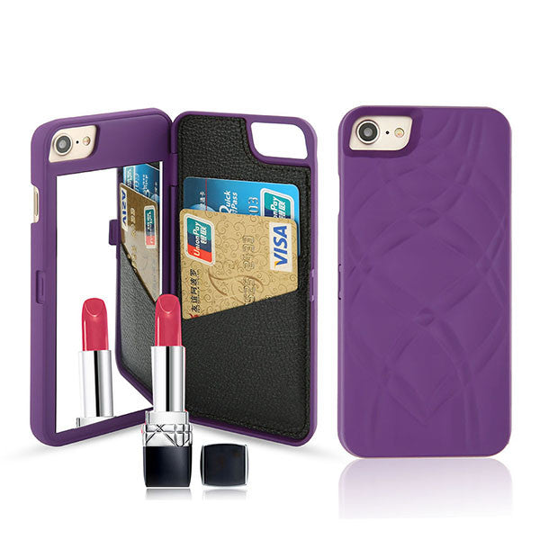 7 Plus Luxury 3D Mirror Wallet Case For Iphone 7 7 Plus Cover Fashion Lady Makeup Mirror PU Leather Flip Card Slot Holder Stand - ilovealma