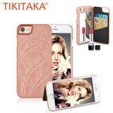 7 Plus Luxury 3D Mirror Wallet Case For Iphone 7 7 Plus Cover Fashion Lady Makeup Mirror PU Leather Flip Card Slot Holder Stand - ilovealma