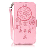 Leather Flip For iPhone 7 6 6s Plus SE 5 5s Case Retro 3D Embossed Dreamcatcher Wallet Cover For Samsung Galaxy S7 S6 edge S5 S4
