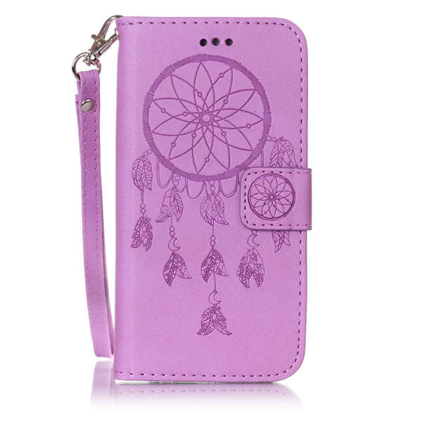 Leather Flip For iPhone 7 6 6s Plus SE 5 5s Case Retro 3D Embossed Dreamcatcher Wallet Cover For Samsung Galaxy S7 S6 edge S5 S4