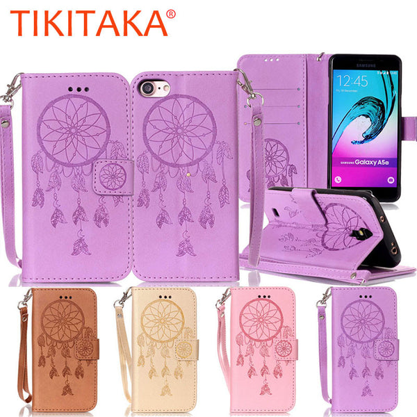 Leather Flip For iPhone 7 6 6s Plus SE 5 5s Case Retro 3D Embossed Dreamcatcher Wallet Cover For Samsung Galaxy S7 S6 edge S5 S4