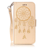 Leather Flip For iPhone 7 6 6s Plus SE 5 5s Case Retro 3D Embossed Dreamcatcher Wallet Cover For Samsung Galaxy S7 S6 edge S5 S4