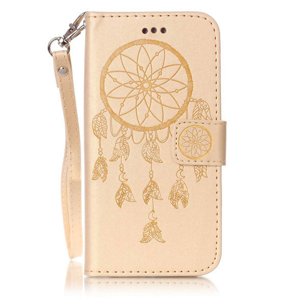 Leather Flip For iPhone 7 6 6s Plus SE 5 5s Case Retro 3D Embossed Dreamcatcher Wallet Cover For Samsung Galaxy S7 S6 edge S5 S4