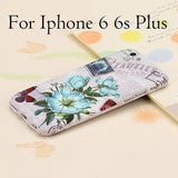 Ultra thin 360 Case + Glass Film Protector Phone Cases For iPhone 6 6s Plus Cover Full Body 3D Embossed Matte Flower Hard Shell