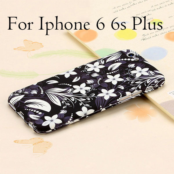 Ultra thin 360 Case + Glass Film Protector Phone Cases For iPhone 6 6s Plus Cover Full Body 3D Embossed Matte Flower Hard Shell